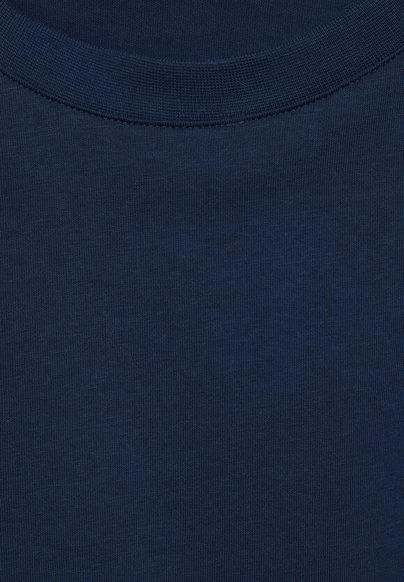 STREET ONE MEN Basic T-Shirt in Unifarbe Herren - Navy Blue | STREET ONE  Online-Shop