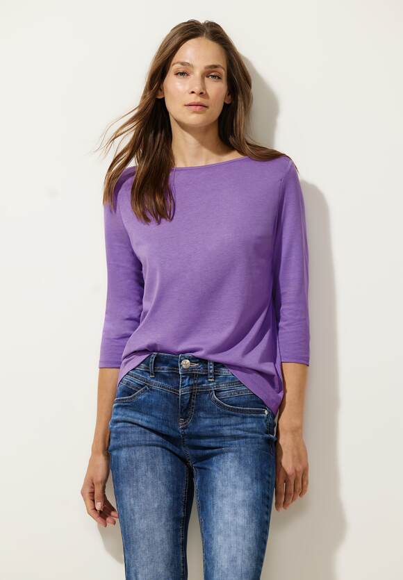 - STREET ONE STREET | Damen in ONE Unifarbe Lupine Lilac Softes Online-Shop Shirt