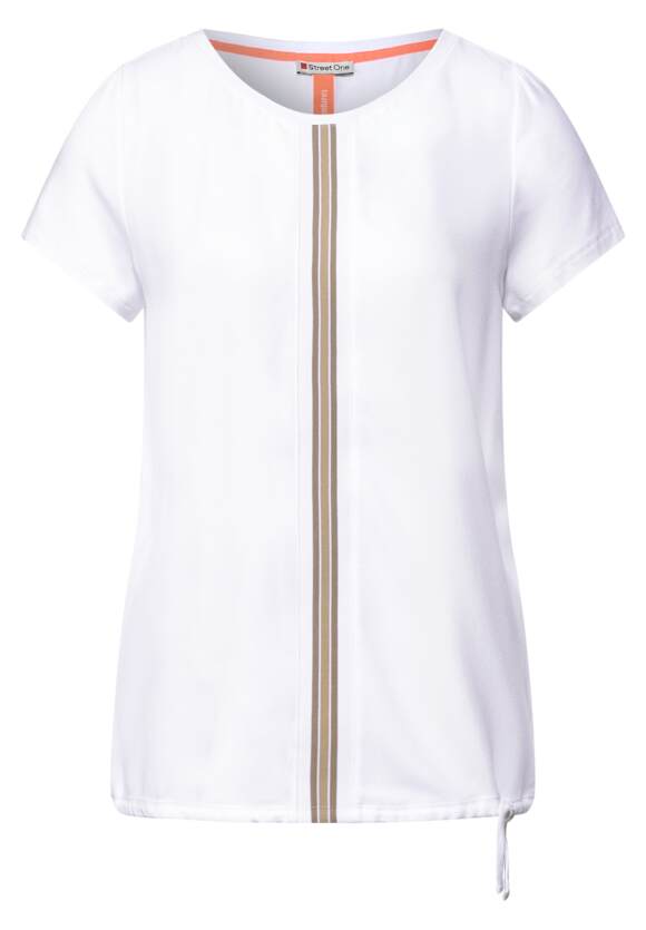 ONE STREET im Materialmix White T-Shirt | - ONE STREET Damen Online-Shop