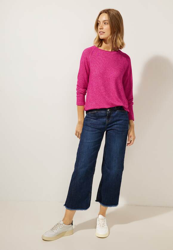 STREET ONE Softes Melange Langarmshirt Damen - Style Mina - Nu Pink Melange  | STREET ONE Online-Shop | T-Shirts