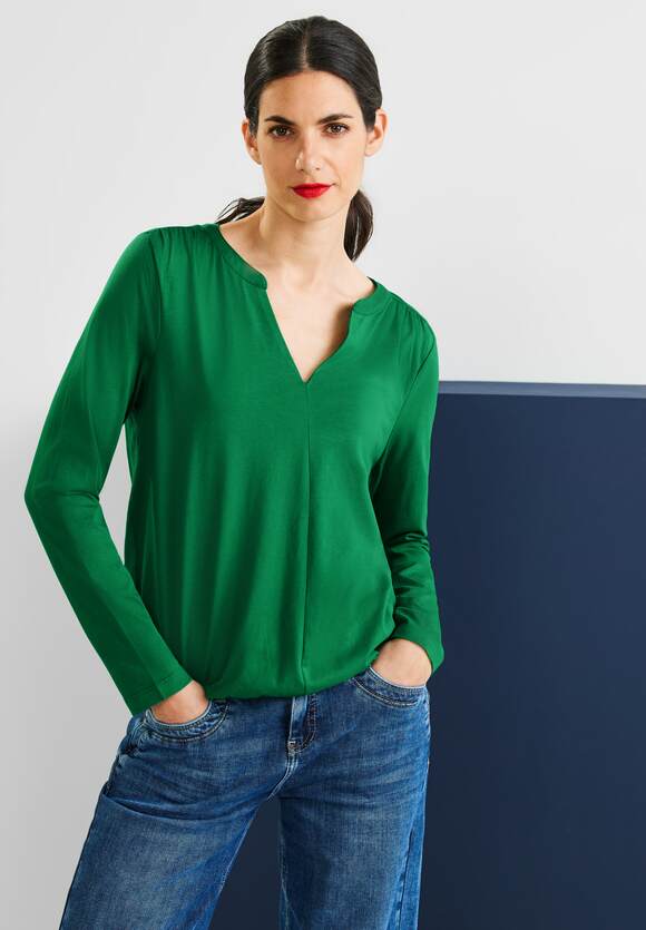 STREET ONE Jersey Shirt in STREET Green Online-Shop Damen - Unifarbe | Brisk ONE