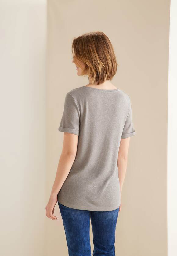 STREET ONE Shiny T-Shirt mit Wording Damen - Smooth Stone Sand | STREET ONE  Online-Shop