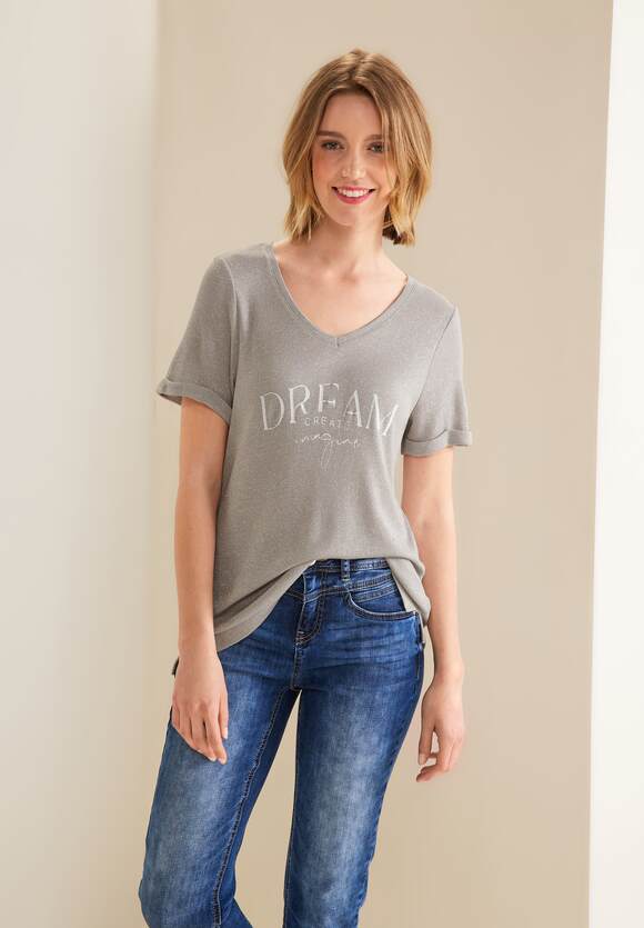 T-Shirt Smooth - ONE ONE STREET | Shiny Damen STREET Sand Wording mit Stone Online-Shop