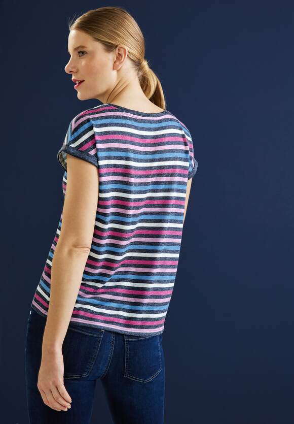 Damen ONE T-Shirt - STREET ONE | Streifen Blue Multicolor Marine Online-Shop STREET