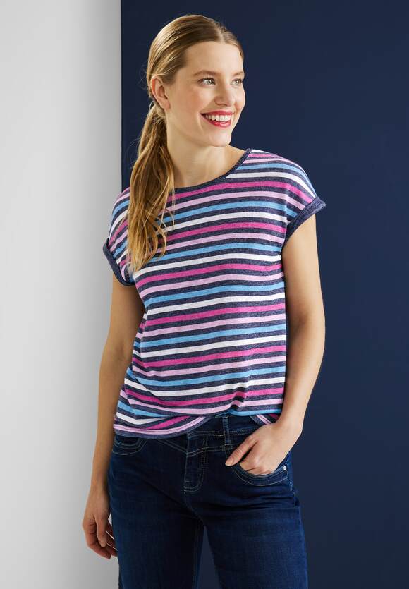 STREET ONE Multicolor Streifen T-Shirt ONE STREET Online-Shop Blue | Damen - Marine
