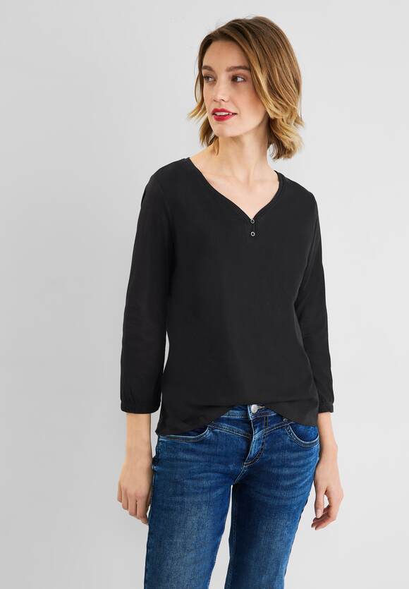STREET ONE Basicshirt | Damen Black in - Unifarbe ONE Online-Shop STREET