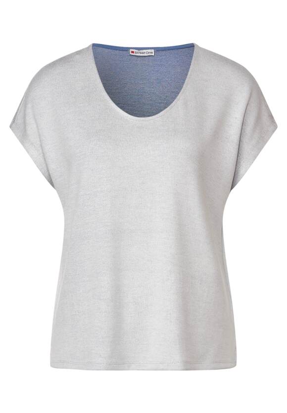 STREET ONE Shirt Cosy Blue Damen | in Melange Satin Online-Shop ONE - Melangeoptik STREET