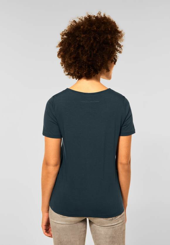 STREET ONE T-shirt met ribdetail Dames - Cool Vintage Green | STREET ONE  Online-Shop