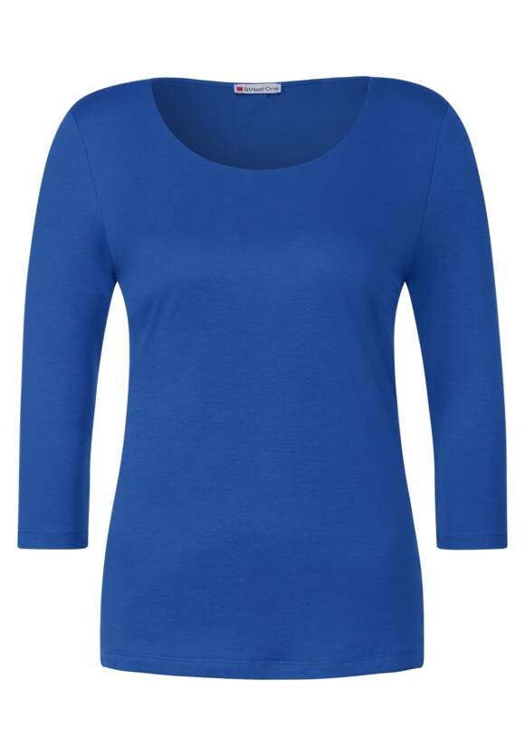 STREET ONE Basic T-Shirt mit 3/4 Arm Damen - Style Pania - Fresh Intense  Gentle Blue | STREET ONE Online-Shop
