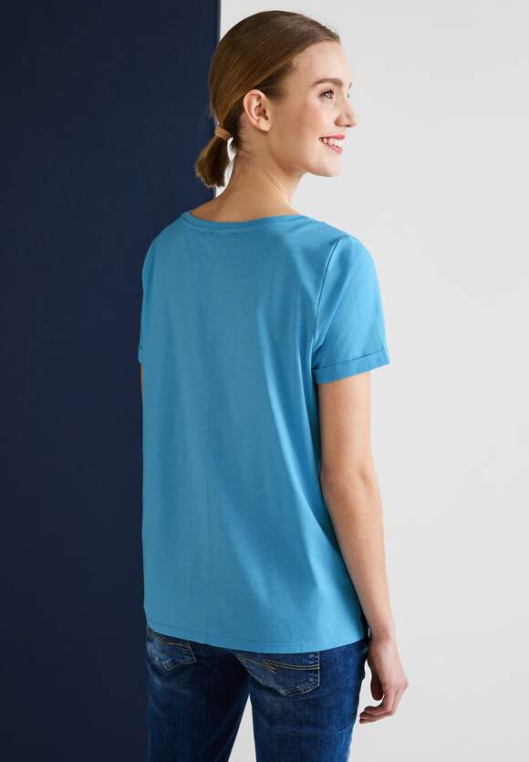 STREET ONE T-Shirt mit Partprint Damen - Splash Blue | STREET ONE  Online-Shop | Stretchhosen