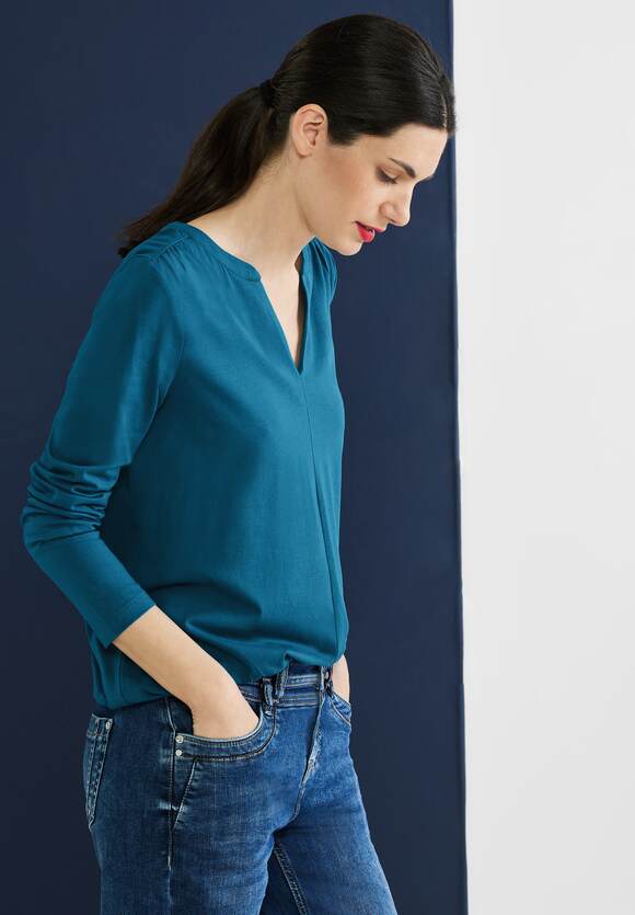 STREET ONE Jersey | Deep Blue Splash Shirt Damen Unifarbe STREET - Online-Shop ONE in