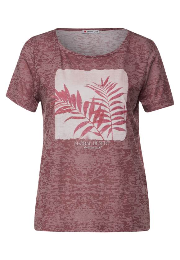 STREET ONE T-Shirt mit Partprint Damen - Dark Foxy Red | STREET ONE  Online-Shop