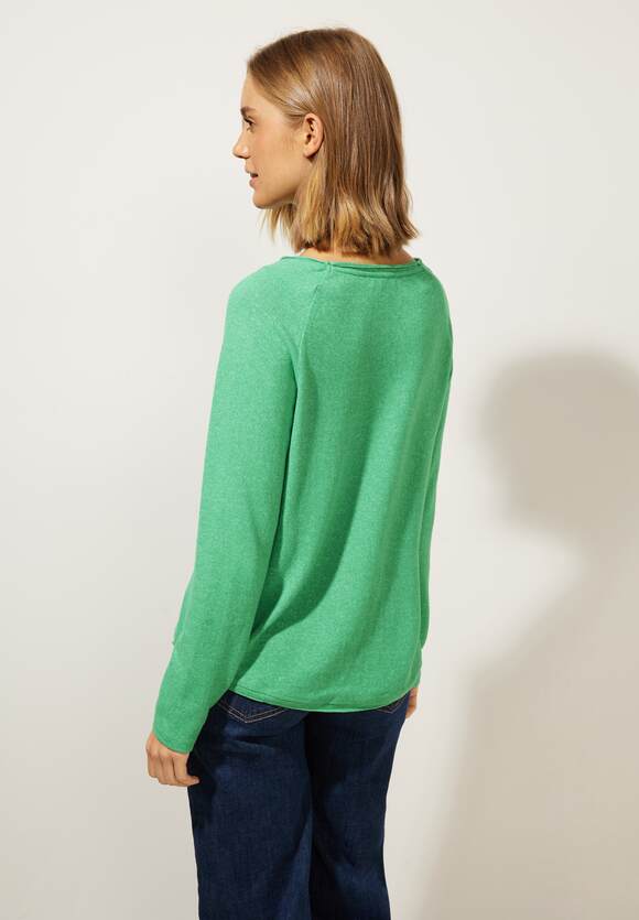 STREET ONE Softes Melange Langarmshirt Damen - Style Mina - Fresh Gentle  Green Melange | STREET ONE Online-Shop