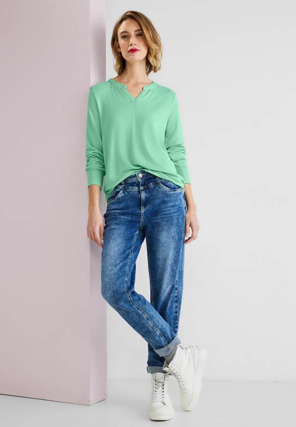 in Brisk Softes - Online-Shop Green STREET Unifarbe Light | STREET ONE Damen ONE Melange Shirt