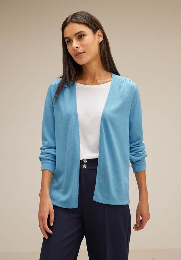 STREET ONE Offene Shirtjacke Damen Mel. - Aquamarine Light Online-Shop - Jacy ONE | STREET Style Blue