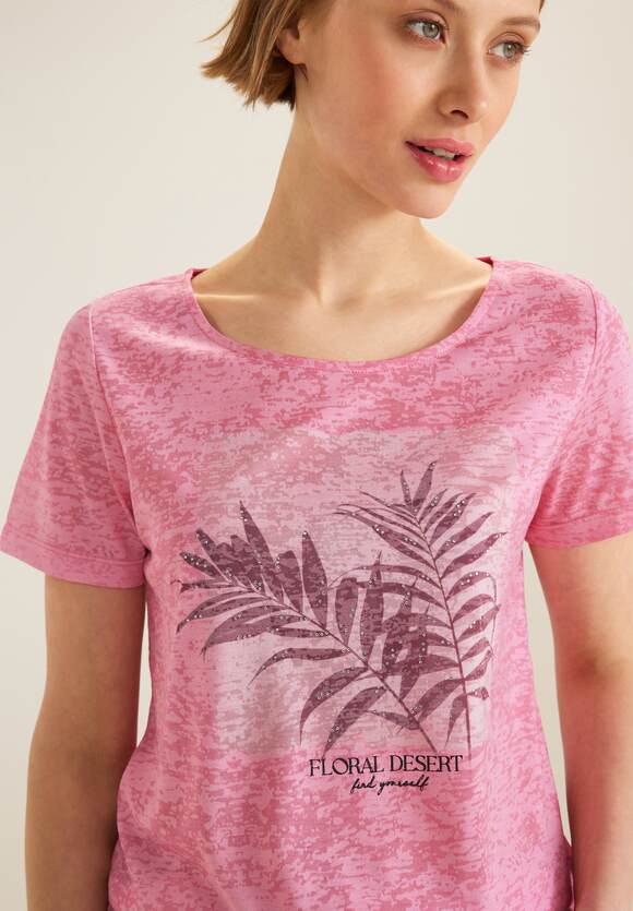 STREET ONE T-Shirt mit Partprint Damen - Strong Berry Shake | STREET ONE  Online-Shop