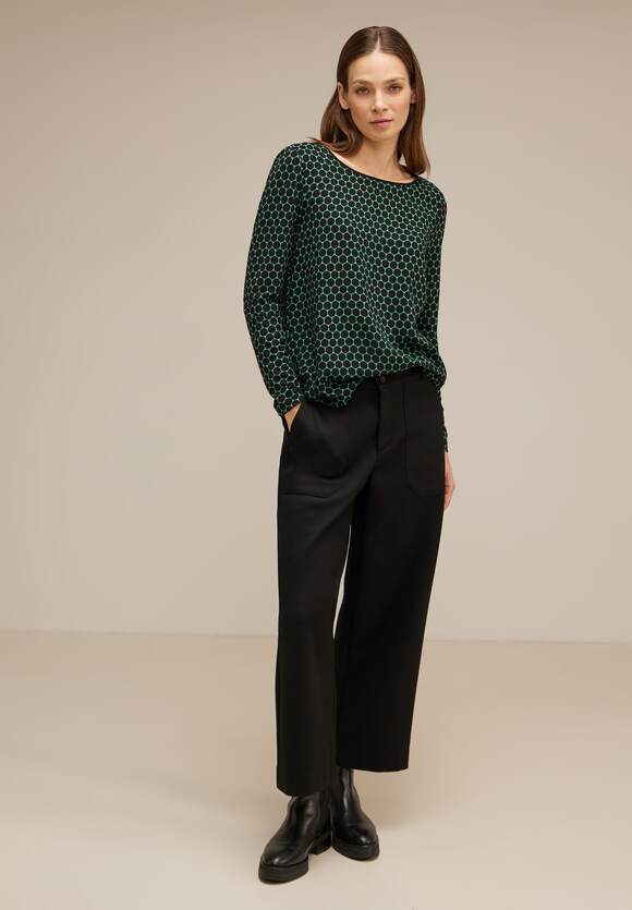 STREET ONE Shirt im Materialmix Damen STREET Evi Online-Shop Green - | Style ONE Fresh - Gentle