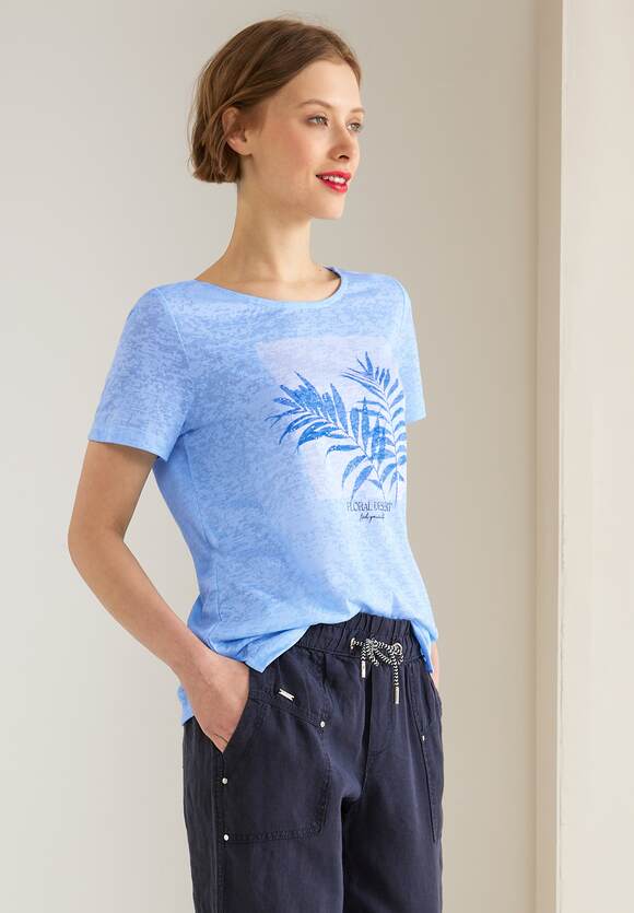 ONE Shirt Damen ONE mit STREET Online-Shop Splash Spitzeneinsatz STREET | - Blue