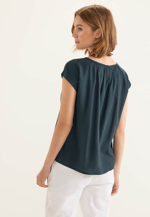 | Online-Shop Raffungen STREET Vintage - Bluse mit Damen STREET ONE ONE Cool Green