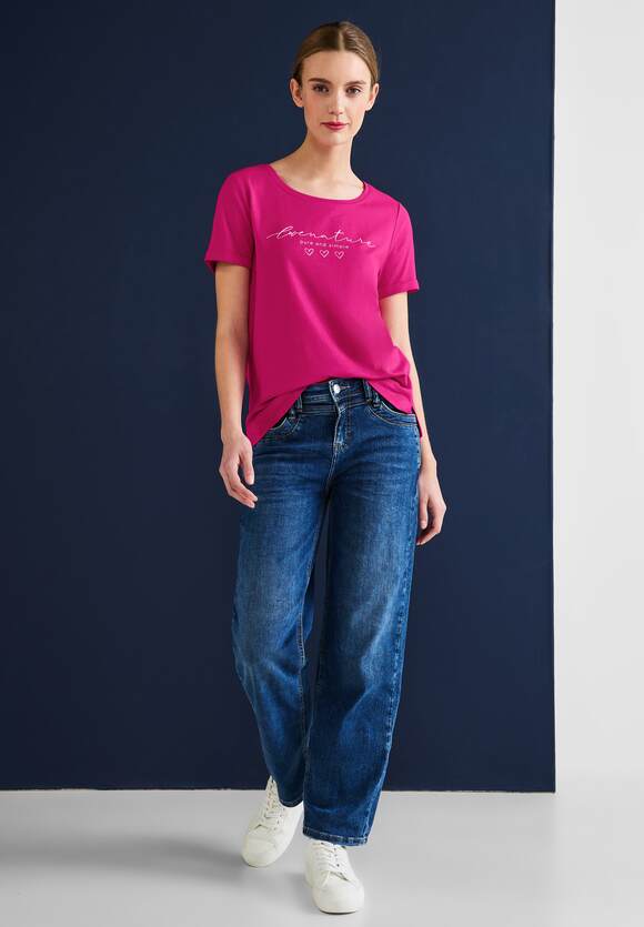 STREET ONE T-Shirt mit Partprint Damen - Nu Pink | STREET ONE Online-Shop