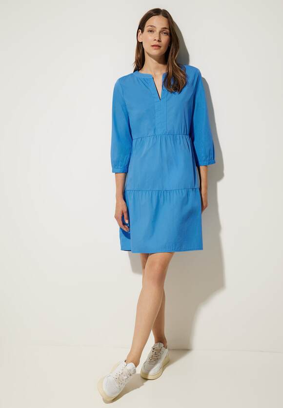 Damen mit Deep Kleid Materialmix STREET ONE | ONE Volant Online-Shop STREET Blue -