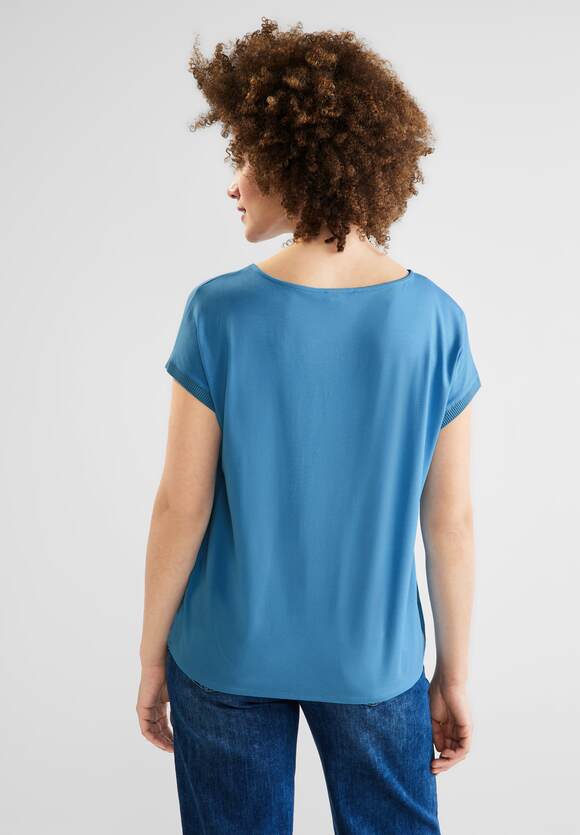 STREET ONE Shirt im Materialmix Damen - Splash Blue | STREET ONE Online-Shop | Shirtjacken