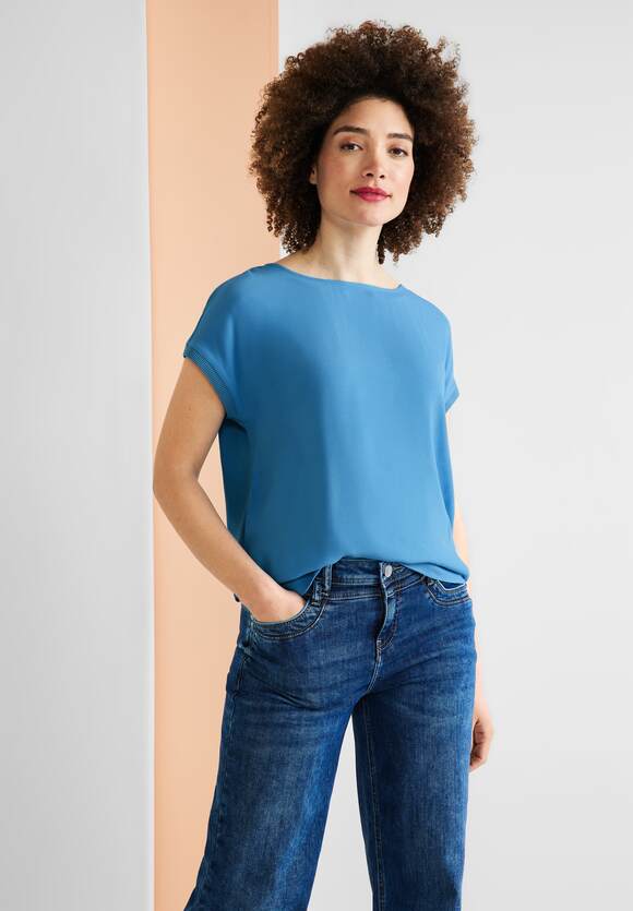 STREET ONE Shirt im Materialmix Damen - Splash Blue | STREET ONE Online-Shop | T-Shirts