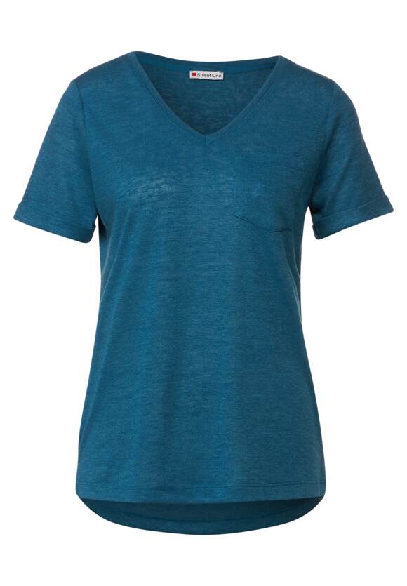 Online-Shop - T-Shirt Deep ONE STREET | Leinenlook Damen ONE STREET Splash Blue im