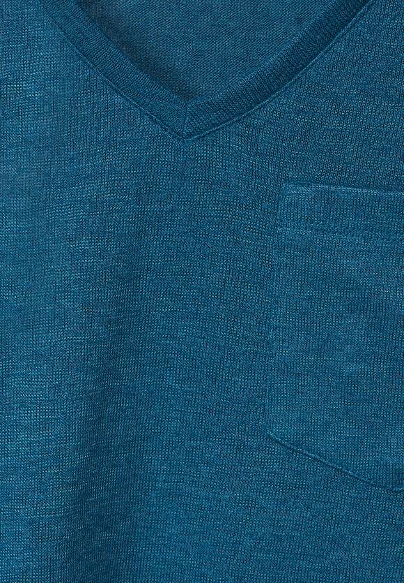 STREET ONE T-Shirt im Leinenlook Damen - Deep Splash Blue | STREET ONE  Online-Shop