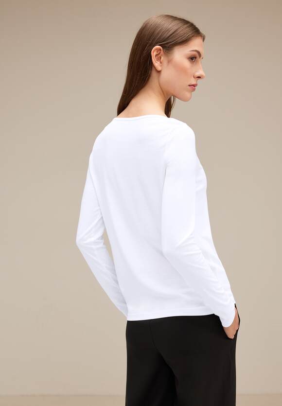 STREET ONE Shirt mit White - STREET | ONE Online-Shop Damen U-Boot-Ausschnitt