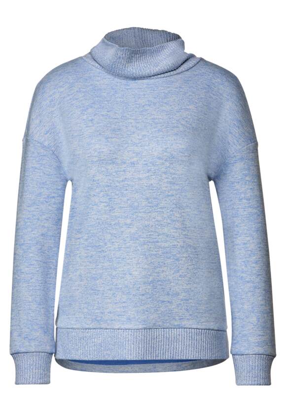 Online-Shop Melange Lapis mit Shirt Blue Kragen Damen | STREET ONE - STREET großem ONE