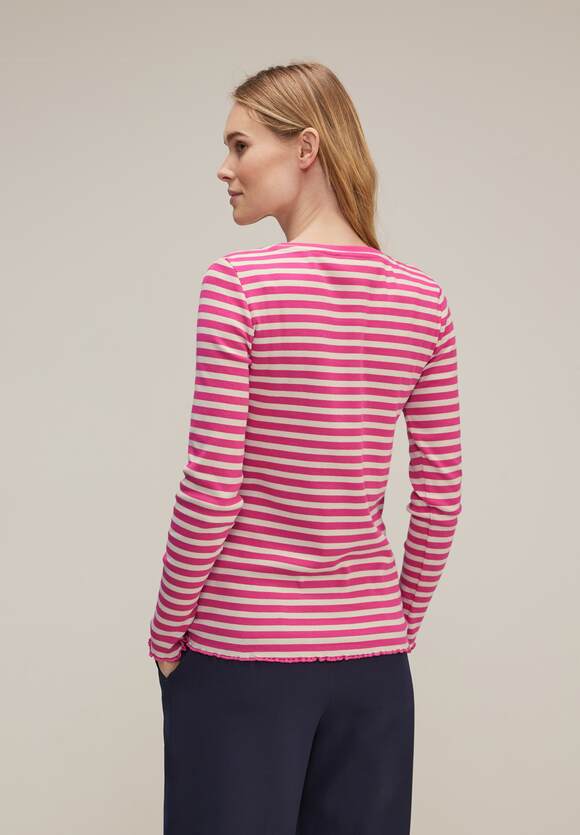 STREET ONE Gestreiftes Rippshirt Damen - Cozy Pink | STREET ONE Online-Shop