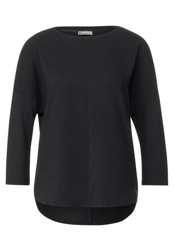 STREET ONE Materialmix Shirt Damen - Black | STREET ONE Online-Shop