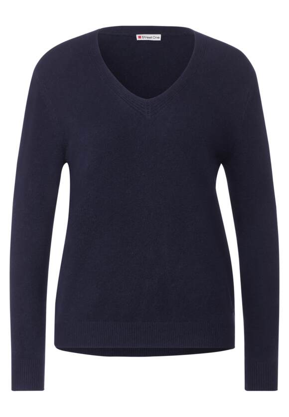 STREET ONE V-Neck Pullover Damen - Deep Blue | STREET ONE Online-Shop