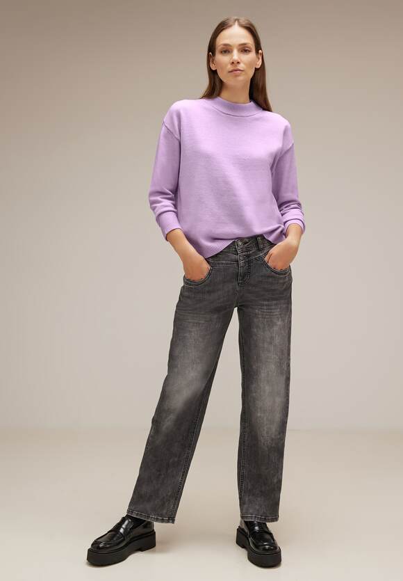 Pure Lilac - ONE Pullover STREET Online-Shop ONE Soft Damen STREET Melange Stehkragen |
