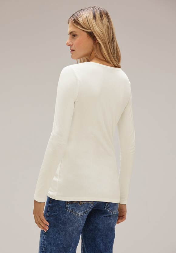 STREET ONE Basic Langarmshirt Damen - Ivy White - ONE Off Online-Shop Style | STREET