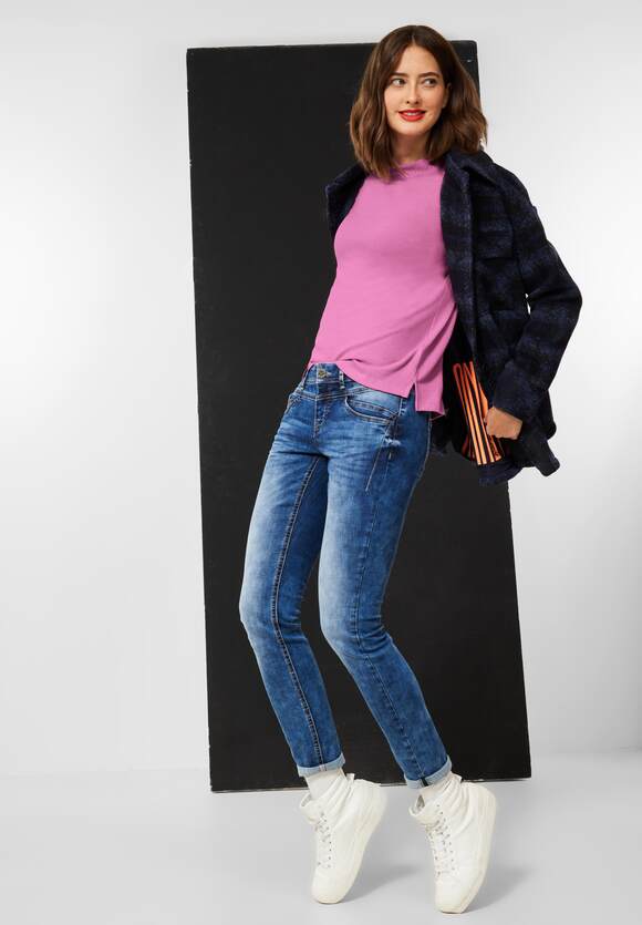 STREET ONE Softes Melange Shirt Damen | STREET Melange Pink Crush - Online-Shop ONE
