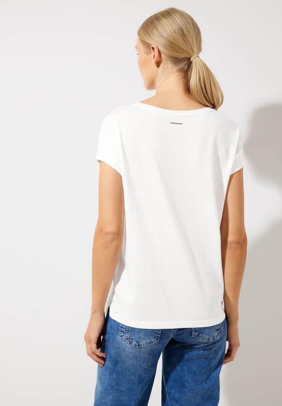 STREET ONE T-Shirt Off - White ONE Online-Shop Damen mit | STREET Schimmerprint