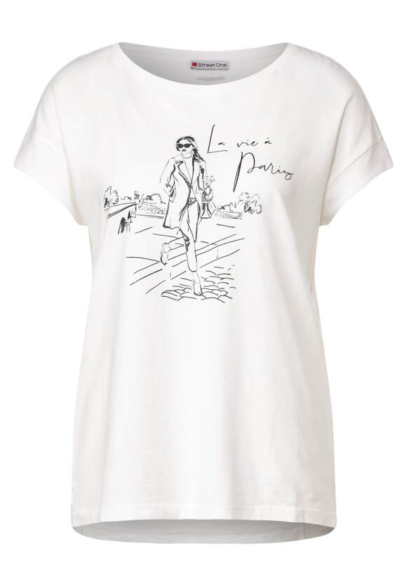 STREET ONE T-shirt Off - met White Online-Shop print | Dames glinsterende ONE STREET