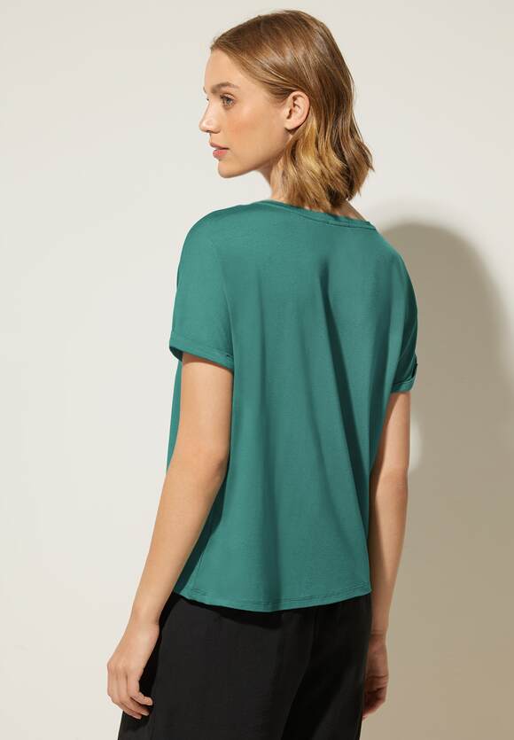 STREET ONE T-Shirt in Unifarbe Damen - Style Crista - Lagoon Green | STREET  ONE Online-Shop