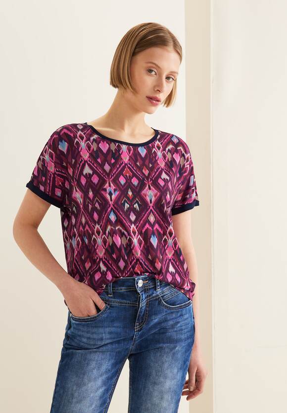 mit T-Shirt Tamed Damen Online-Shop Ikat Print Berry STREET - ONE ONE | STREET