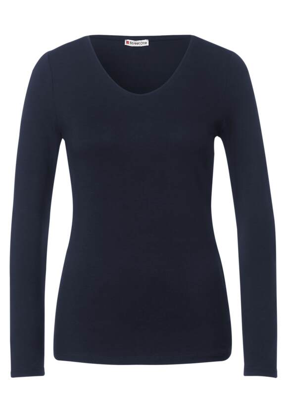 - | Online-Shop ONE Damen Ivy Langarmshirt Basic STREET Style Deep ONE - Blue STREET