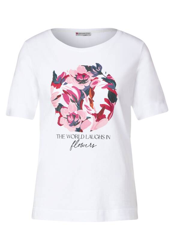 STREET ONE T-Shirt mit Blumenprint Damen - White | STREET ONE Online-Shop
