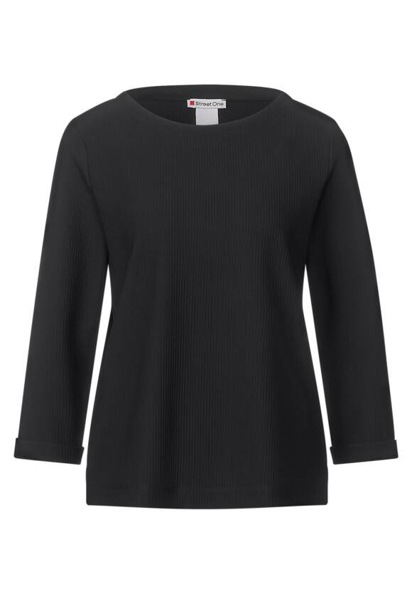 STREET ONE Shirt mit Streifenstruktur Damen - Black | STREET ONE Online-Shop