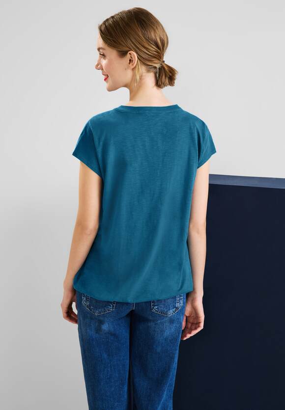 STREET ONE T-Shirt Deep Blue Online-Shop Splash Damen STREET | mit ONE Elastiksaum 