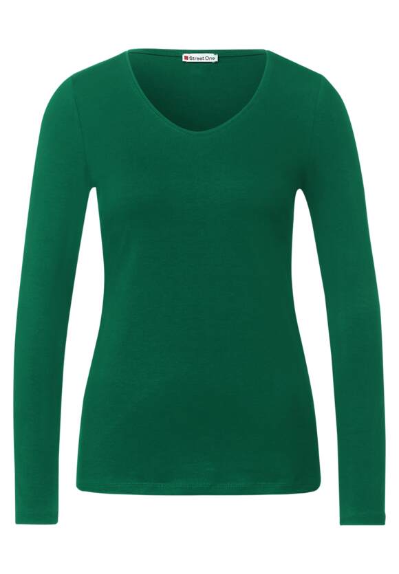 STREET ONE Basic Langarmshirt Damen - Green | ONE Gentle Online-Shop - Ivy Style STREET