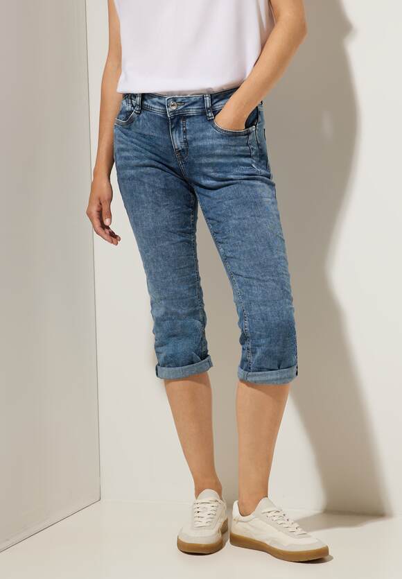 sponsor links Schuine streep STREET ONE Casual fit jeans in 3/4-lengte Dames - Style Jane - Mid Blue  Random Wash | STREET ONE Online-Shop