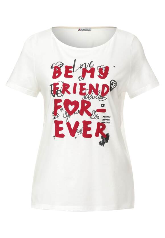 Off - mit T-Shirt ONE Online-Shop STREET | Damen Print White Wording STREET ONE