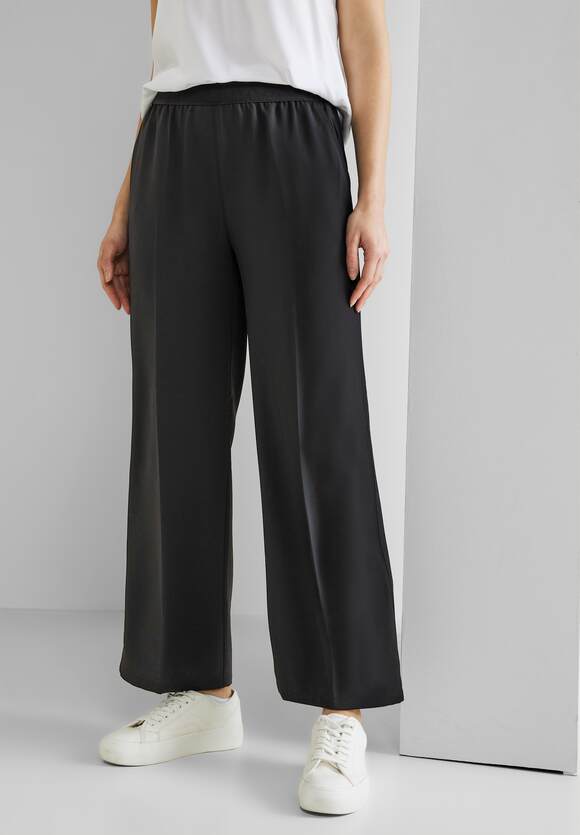 STREET ONE Loose Fit Hose mit Stretch Damen - Style Wideleg - Black | STREET  ONE Online-Shop