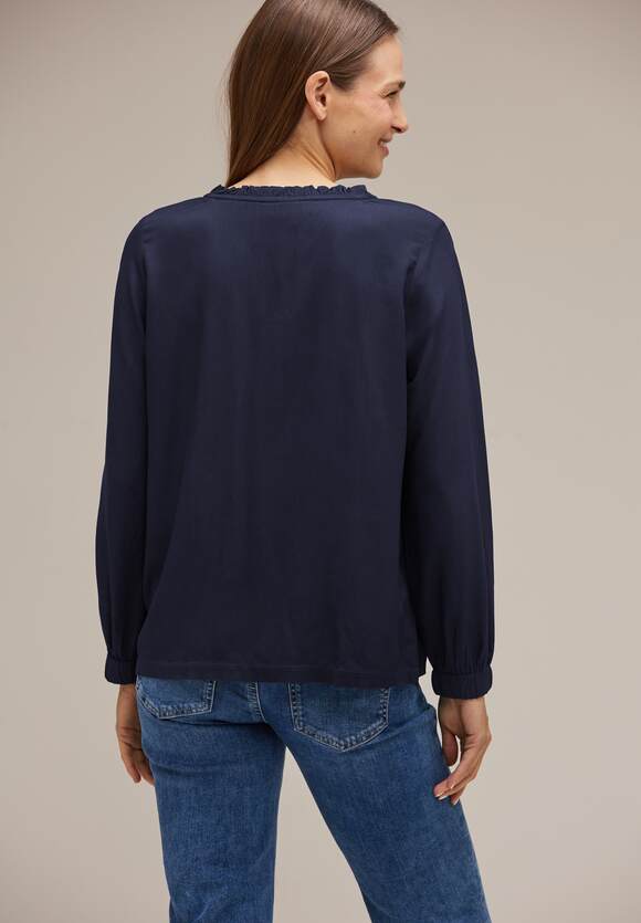 STREET ONE Unifarbene Bluse mit Damen Online-Shop | Rüschen Deep ONE Blue - STREET